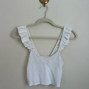 White top with ruffles